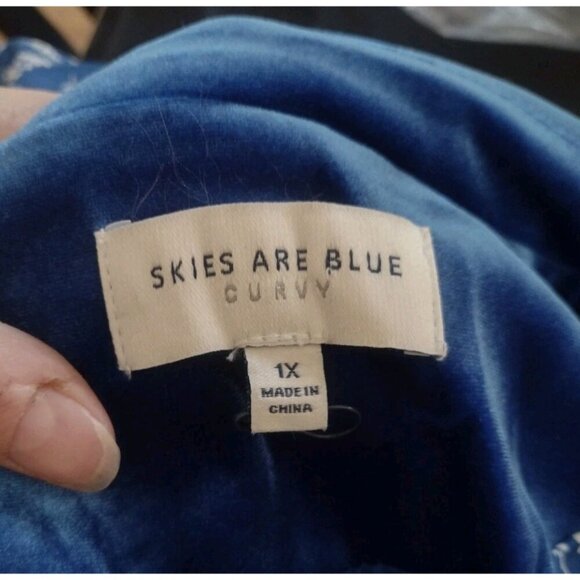 Skies Are Blue Velvet Blazer in Rich Blue - Picture 6 of 11